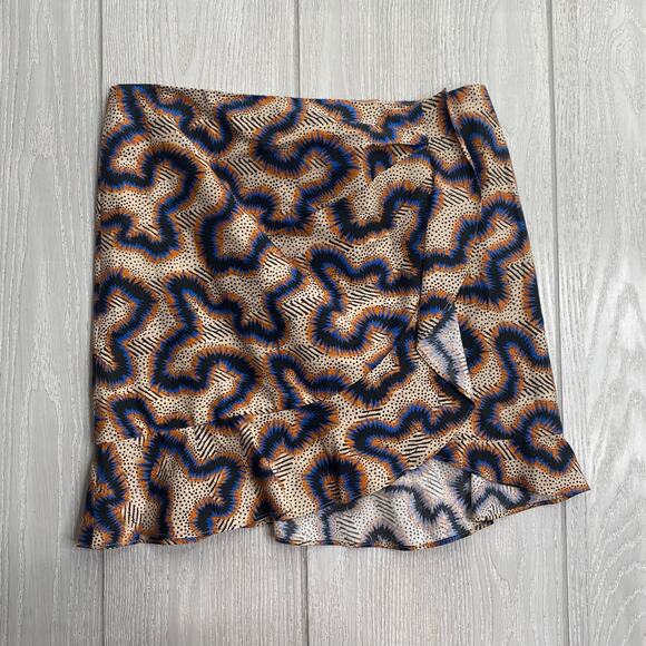 Isabel Marant Women's Retro Print Faux Wrap Ruffle Mini Skirt Size XS 34 - Picture 1 of 8
